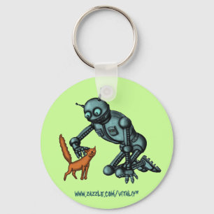 Funny robot- en kattensleutelketen sleutelhanger