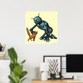 Funny robot en poster voor katten (Thuiskantoor)