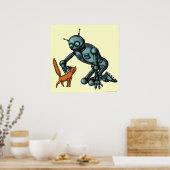 Funny robot en poster voor katten (Keuken)