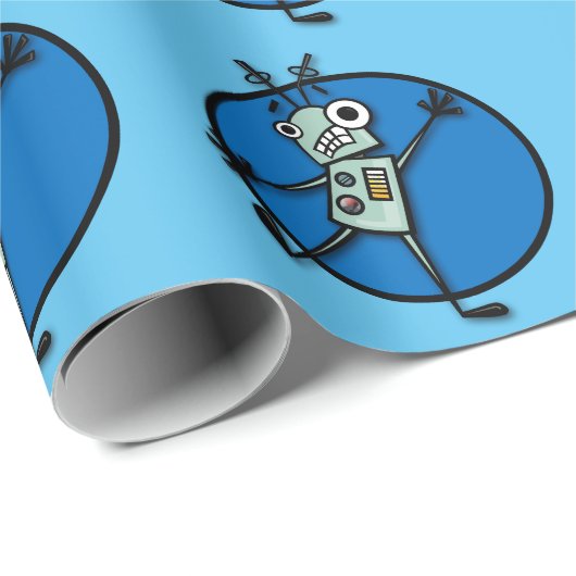 FUNNY ROBOT WRAPPING PAPIER (Rol Hoek)