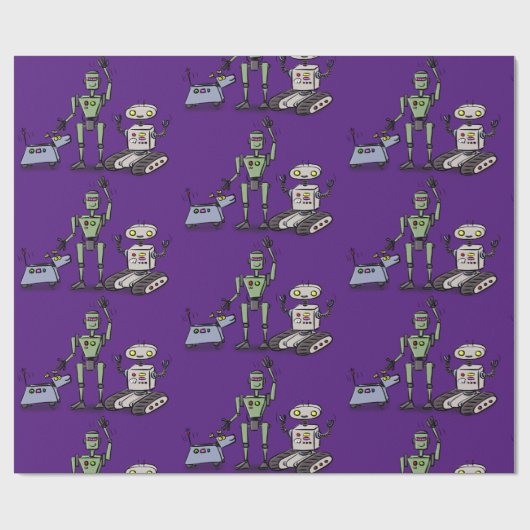 Funny robots cartoon cadeaupapier (Vlak)