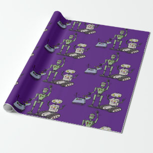 Funny robots cartoon cadeaupapier