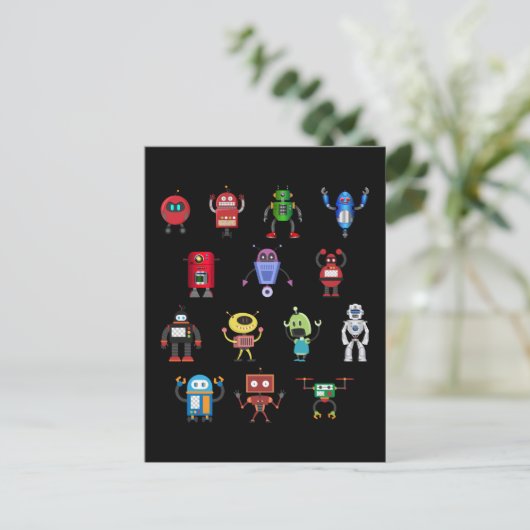 Funny Robots Girls Boys Robot Briefkaart (Staand voorkant)