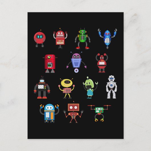 Funny Robots Girls Boys Robot Briefkaart (Voorkant)