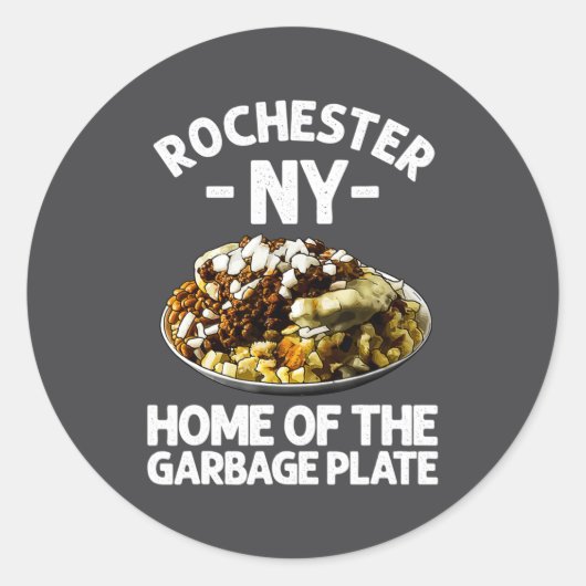Funny Rochester Ny Garbage Plate Gift Cool New Yor Ronde Sticker (Voorkant)