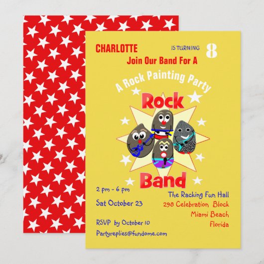 Funny Rock Band Rock Painting Party Kaart (Voorkant / Achterkant)