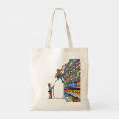 Funny Rock Climber Grocery Store Cartoon Tote Bag (Achterkant)