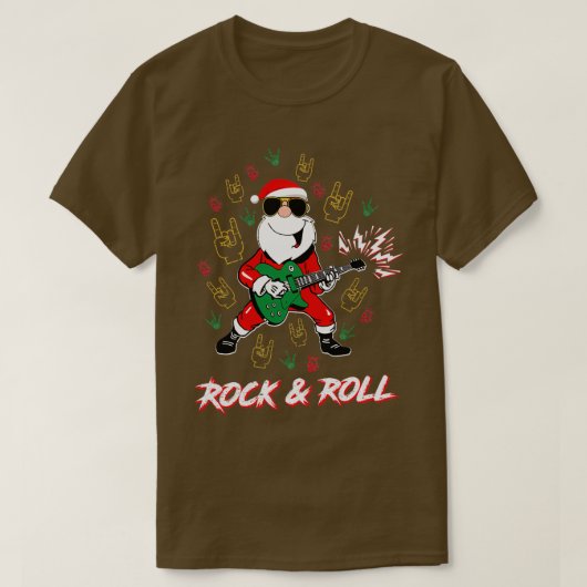 Funny Rock en Roll Santa Geweldige Cool Kerstmis C T-shirt (Design voorkant)