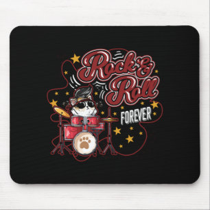 Funny Rock in Roll Forever Cool Drummer Cat Muismat