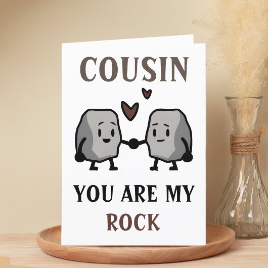 Funny Rock Pun Joke Humor Cousin Happy Birthday Bedankkaart