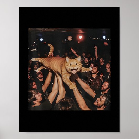 Funny Rock Show Cat Meme Schattige Tabby Kitten Cr Poster (Voorkant)