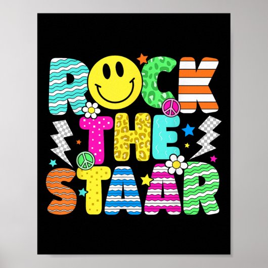 Funny Rock The Staar Testen Dag Leraar Kinder Moti Poster (Voorkant)