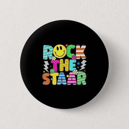 Funny Rock The Staar Testen Dag Leraar Kinder Moti Ronde Button 5,7 Cm (Voorkant)