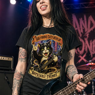 Funny Rocker Kattent-shirt, Tegenovergestelde Duim T-shirt