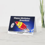 Funny Rocket Birthday Grandson Kaart<br><div class="desc">Now here is a great way to send a personel message with this Funny Space ship Happy Birthday Grandson card, </div>