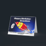 Funny Rocket Birthday Grandson Kaart<br><div class="desc">Now here is a great way to send a personel message with this Funny Space ship Happy Birthday Grandson card, </div>