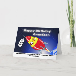 Funny Rocket Birthday Grandson Kaart