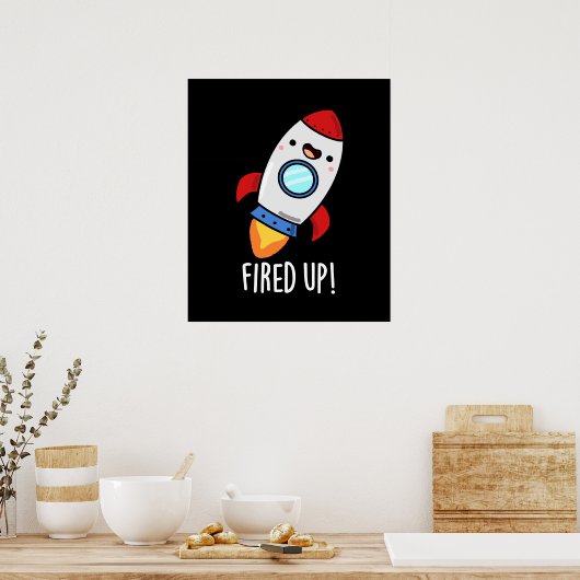Funny Rocket Pun Dark BG Poster (Keuken)