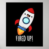 Funny Rocket Pun Dark BG Poster (Voorkant)