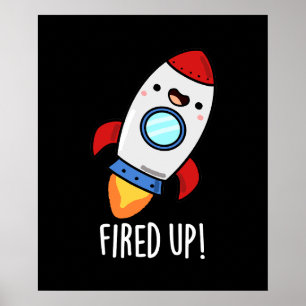 Funny Rocket Pun Dark BG Poster