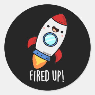 Funny Rocket Pun Dark BG Ronde Sticker