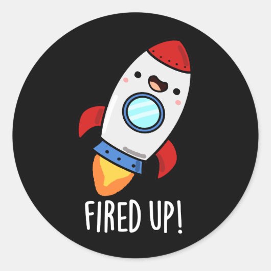 Funny Rocket Pun Dark BG Ronde Sticker (Voorkant)