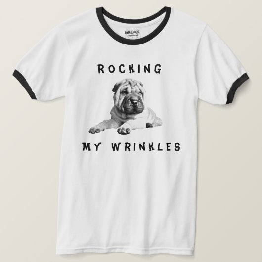 Funny Rocking My Wrinkles Shar-Pei Mannen T-Shirt (Design voorkant)