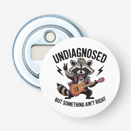 Funny Rocking Racoon Button Flesopener (Voorkant)