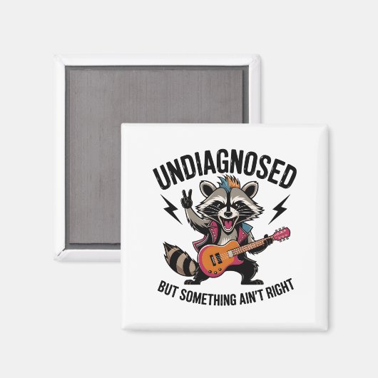 Funny Rocking Racoon  Magneet (Voorkant / Achterkant)