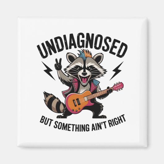Funny Rocking Racoon  Magneet (Voorkant)