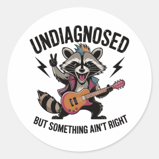Funny Rocking Racoon Ronde Sticker (Voorkant)