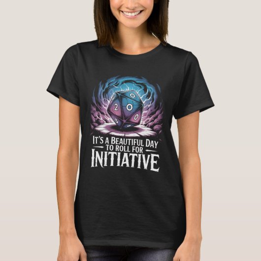 Funny Roll For Initiative D20 Dice TTRPG Gamer Gif T-shirt (Voorkant)