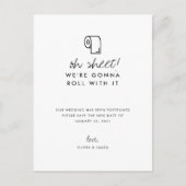 Funny Roll met de nieuwe datum van het huwelijk ui Aankondigingskaart (Voorkant)