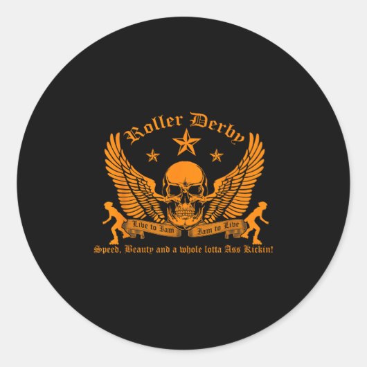 Funny Roller Derby Lover Quotes Gift, Live To Jam Ronde Sticker (Voorkant)