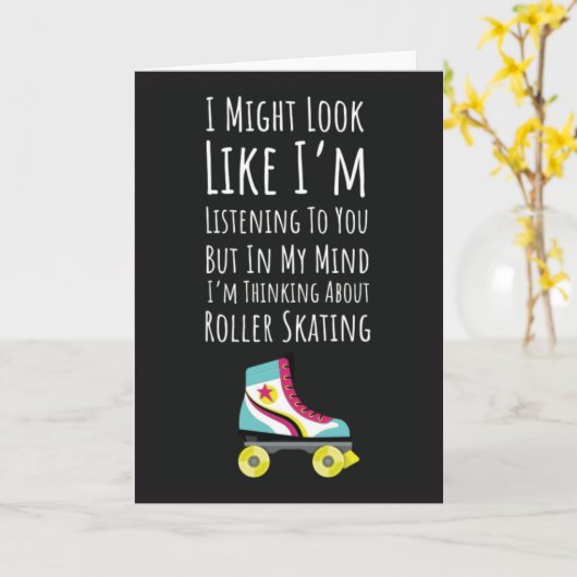 Funny Roller Skating Cards Skate Skater For Her Kaart (Gele Bloem)