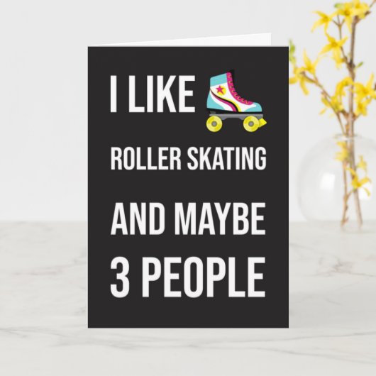 Funny Roller Skating Cards Skate Skater Humor Kaart (Gele Bloem)