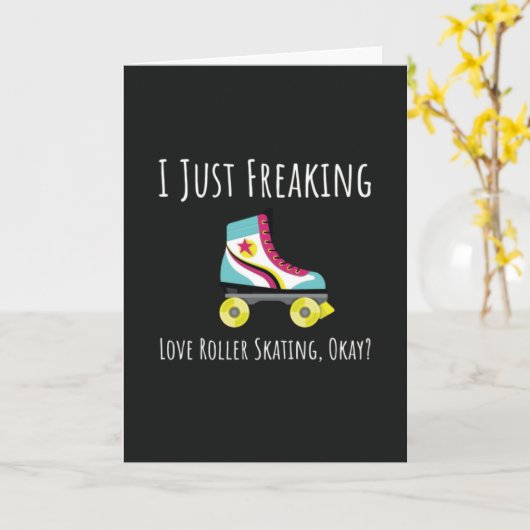 Funny Roller Skating Cards Skate Skater Humor Kaart (Gele Bloem)