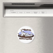 Funny Rolling Gray White Horse Magnet (Insitu (Vaatwasser))
