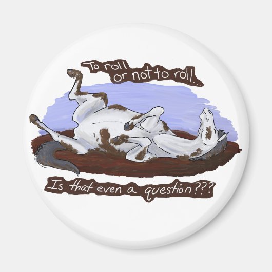 Funny Rolling Gray White Horse Magnet (Voorkant)