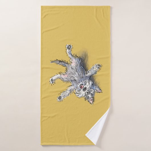 Funny Rolling Schnauzer Towel Badhanddoek (Badhanddoek)