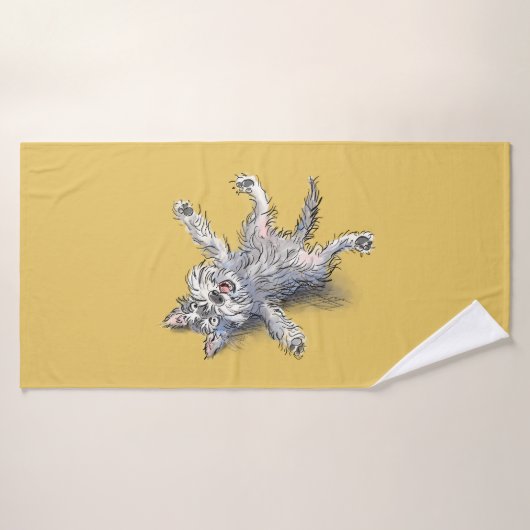 Funny Rolling Schnauzer Towel Badhanddoek (Badhanddoek)