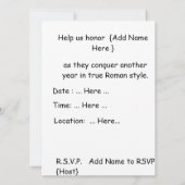 Funny Roman Soldier Birthday Party Invitation Kaart (Achterkant)