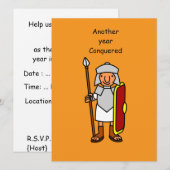 Funny Roman Soldier Birthday Party Invitation Kaart (Voorkant / Achterkant)