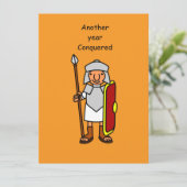 Funny Roman Soldier Birthday Party Invitation Kaart (Staand voorkant)