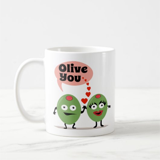 Funny Romantic Coffee Mok - Olijf je (Links)