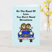 Funny Romantic Couple Riding in Autokaart Kaart (Gele Bloem)