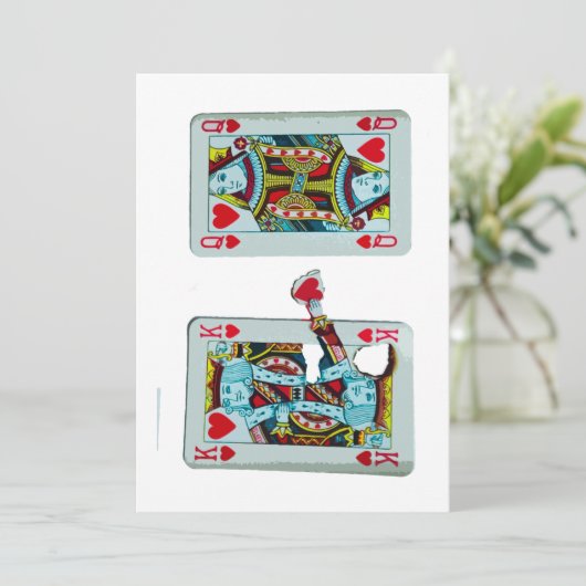 Funny Romantic King of Hearts Wedding Invitation Kaart (Staand voorkant)