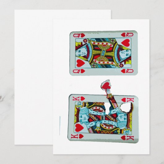 Funny Romantic King of Hearts Wedding Invitation Kaart (Voorkant / Achterkant)