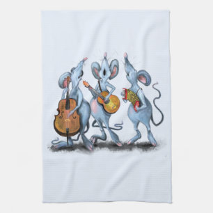Funny Romantic Mouse Band - Cartoon Animal Drawing Theedoek