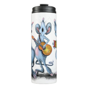 Funny Romantic Mouse Band - Cartoon Animal Drawing Thermosbeker